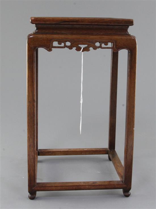 A Chinese huanghuali square vase stand, 19th century, H.30cm W.17.5cm